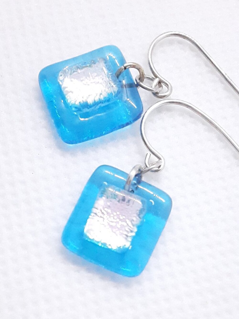 Summer Bright NEW ocean blue glass French wire earrings